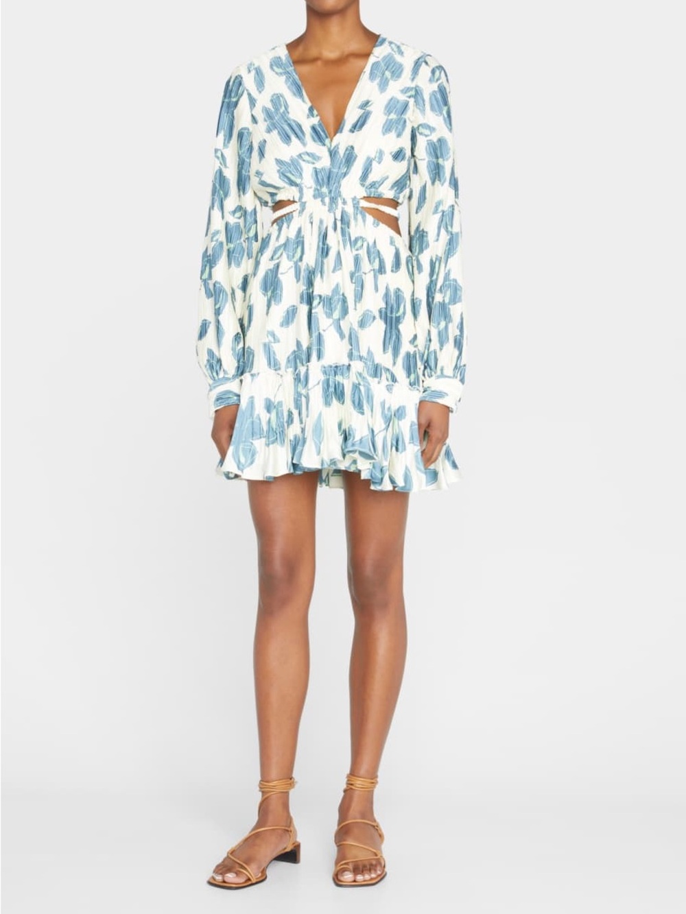 Simkhai Londyn Collage Floral-Print Cutout Mini Dress
